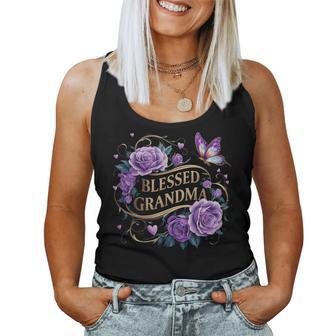 Blessed Grandma For Lavender Rose Butterfly Women Tank Top - Thegiftio UK