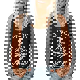 Board Game Player Waiting Skeleton Halloween Gamer Women Women Tank Top | Seseable UK