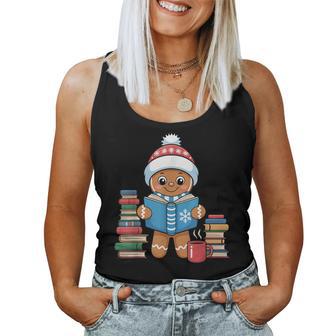 Bookish Gingerbread Reading Books Christmas Pajama Teacher Women Tank Top - Thegiftio UK