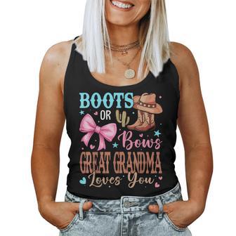 Boots Or Bows Gender Reveal Party Announcement Great Grandma Women Tank Top - Thegiftio