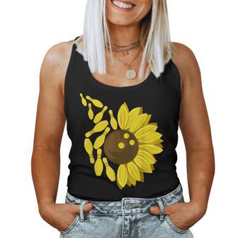 Bowling Pin Sunflower Petal League Or Tournament Bowler Women Tank Top | Seseable FR