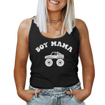Boy Mama Powered By Coffee Chaos And Monster Trucks Women Tank Top | Seseable FR