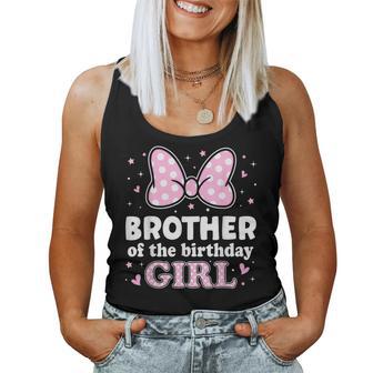 Brother Of The Birthday Girl Cute Pink Bow Family Matching Women Tank Top - Thegiftio
