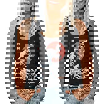 Bruh The Great Wave Kanagawa Japanese Surfing Panda Women Tank Top - Monsterry