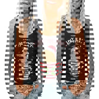 Capy Holidays Christmas Capybara Santa Hat Xmas Boys Girls Women Tank Top - Monsterry