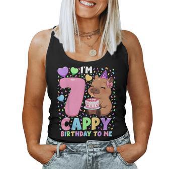 Capybara Birthday 7 Kawaii Girl Capybara 7Th Birthday Women Tank Top | Mazezy
