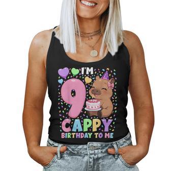 Capybara Birthday 9 Kawaii Girl Capybara 9Th Birthday Women Tank Top | Mazezy