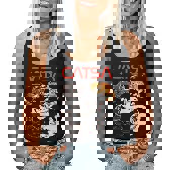 Catsa Cat Astronaut Universe Space Kitten Lover Galaxy Women Tank Top - Thegiftio