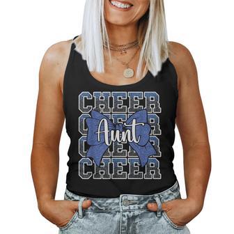 Cheer Aunt Auntie Bow Sport Cheerleader Cheerleading Blue Women Tank Top - Thegiftio