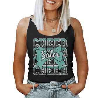 Cheer Sister Bow Sport Cheerleader Cheerleading Teal Blue Women Tank Top - Thegiftio