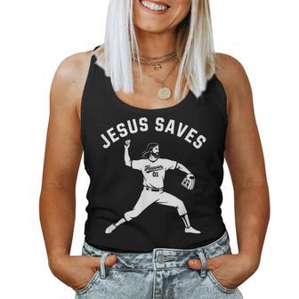 Christian Jesus Saves Baseball Pitcher Heaven 01 Sports Women Tank Top - Monsterry