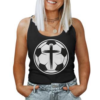 Christian Soccer Faith Sports Player Jesus Cross Athlete Women Tank Top - Seseable