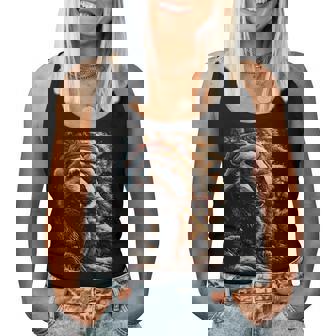 Christmas Badger With Santa Hat Forest Animal Festive Winter Women Tank Top - Monsterry