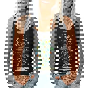 Christmas Lights Wrapped Around Stone Christian Cross Lover Women Tank Top | Seseable CA