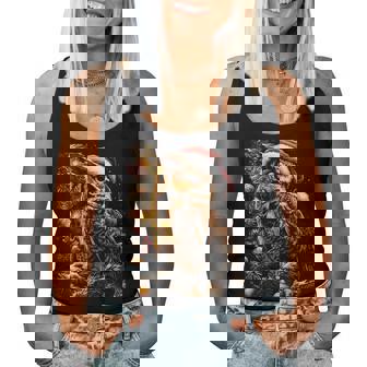 Christmas Owl With Santa Hat Forest Animal Festive Winter Women Tank Top - Monsterry