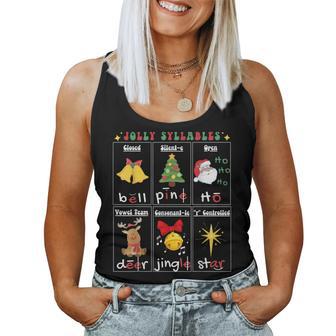 Christmas Reading Teacher Syllable Types Phonemic Awareness Women Tank Top - Monsterry