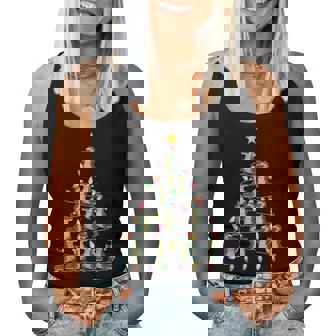 Christmas Tree Lights Santa Alligator Xmas Pjs Women Tank Top | Seseable CA