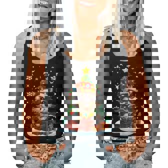 Christmas Tree Wolf Lighting Santa Hat Xmas Family Women Women Tank Top - Seseable