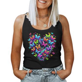 Colorful Butterfly Heart Nature Women Tank Top - Thegiftio UK