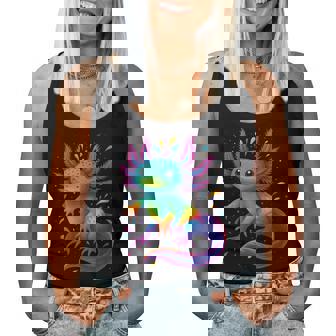 Colorful Rainbow Axolotl Graphic Cute Watercolor Axolotl Women Tank Top | Seseable CA