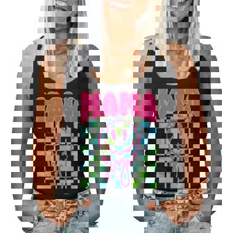 Colorful Rainbow Checkered Mama Face Mom Life Womens Women Tank Top | Seseable UK