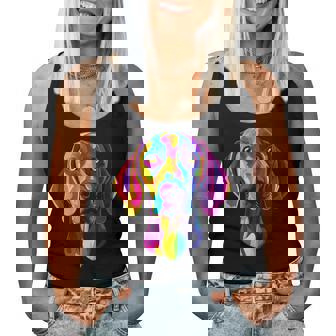 Colorful Weimaraner Face Rainbow Dog Lover Black Women Tank Top | Mazezy