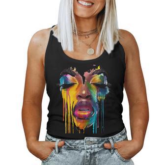 Cool African Woman Afro Color Painted Face Junenth Vibes Women Tank Top - Thegiftio