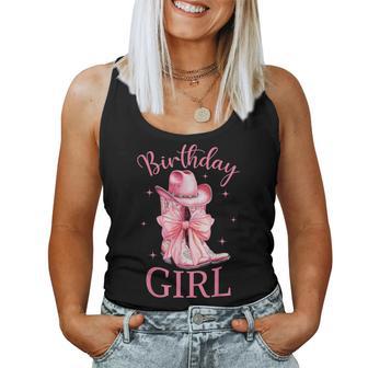 Coquette Bow Birthday Girl Cowgirl Pink Western Bday Party Women Tank Top - Thegiftio