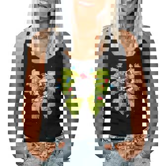 Coquette Bow Elf And Black Cat Christmas Lights Women Tank Top | Seseable CA