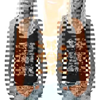 Coquette Bows Turkey Pumpkin Pie Thanksgiving Autumn Fall Women Tank Top - Thegiftio