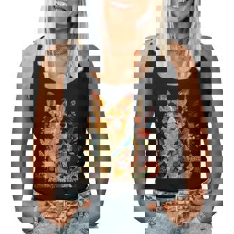 Corgi Dog Vintage Flowers Corgi Mama Women Tank Top - Thegiftio