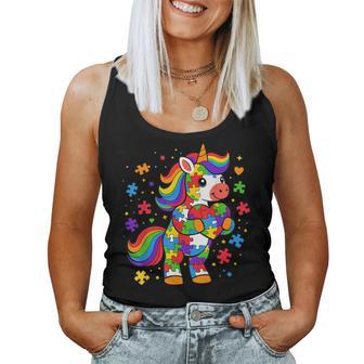 Cute Autism Awareness Toddler Girl Unicorn Heart Puzzle Women Tank Top - Thegiftio