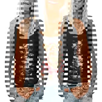 Cute Christmas Corgi With Glasses Santa Hat Festive Dog Women Tank Top - Monsterry