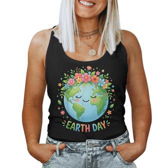 Cute Floral Earth Love Our Planet Earth Day 2026 Women Tank Top - Thegiftio UK