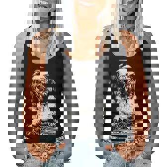 Cute Pug Dj With Sunglasses Santa Dog Christmas Music Lover Women Tank Top | Mazezy