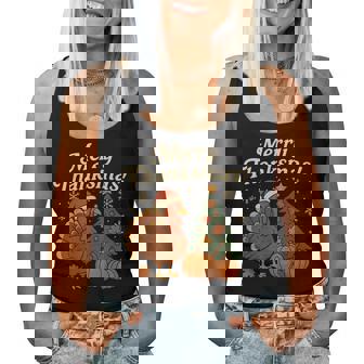 Cute Thanksmas Turkey Decorating Fall Christmas Tree Women Tank Top | Seseable CA