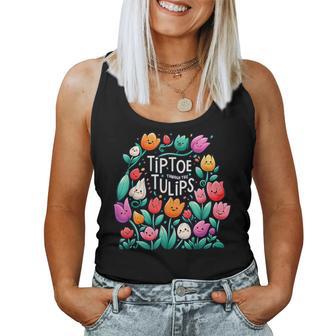 Cute Tiptoe Through The Tulips Floral Garden Lover Women Tank Top | Seseable CA