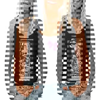 Dachshund Skeleton Tarot Card Coquette Bow Weenie Dog Mom Women Tank Top - Monsterry