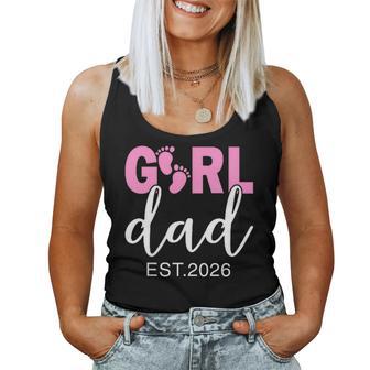 Dad Est 2026 Pink Baby Feet First Time Girl Daddy Women Tank Top - Thegiftio UK