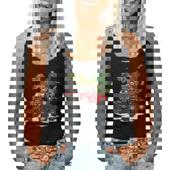 Dinosaur T Rex Christmas Santa Boys Girls Xmas Squad Women Tank Top | Mazezy