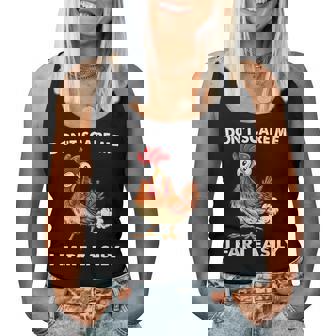 Don't Scare Me I Fart Easily Sarcasm Humor Chicken Women Tank Top | Mazezy