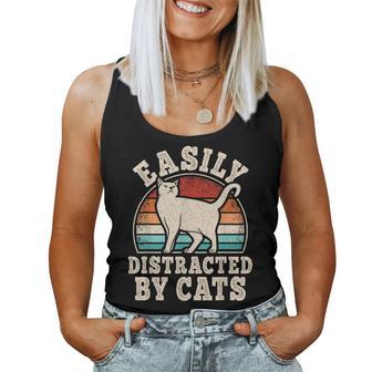Easily Distracted By Cats Retro Cat Lover Vintage Women Women Tank Top | Seseable CA