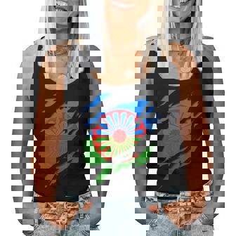 Escudo Y Bandera Gitana Romaní Calé Diseño 3D Camiseta sin mangas para mujer - Regaloses