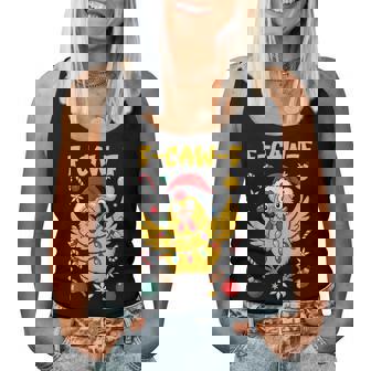 F-Caw-F Christmas Chicken Rooster Meme Xmas Lights Women Tank Top - Thegiftio