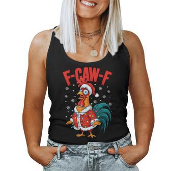 F-Caw-F Chicken Humor Santa Rooster Christmas Lights Women Tank Top | Seseable UK