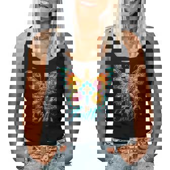 Faith Cross Sunflower Butterflies Flowers Christians Vintage Women Tank Top - Monsterry