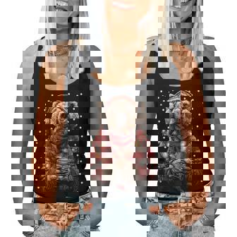 Festive Bear In Glasses Christmas Lights Coffee Winter Women Tank Top | Mazezy