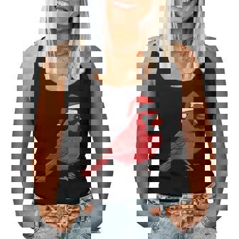 Festive Cute Red Cardinal Bird Christmas Winter Nature Lover Women Tank Top | Mazezy