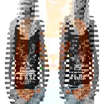 First Grade Squad Teachers Christmas Reindeer Lovers Xmas Women Tank Top - Thegiftio