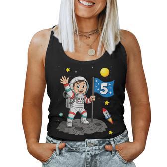 Five 5Yr 5Th Boys Girls Astronaut Space Birthday 5 Years Old Women Tank Top - Monsterry